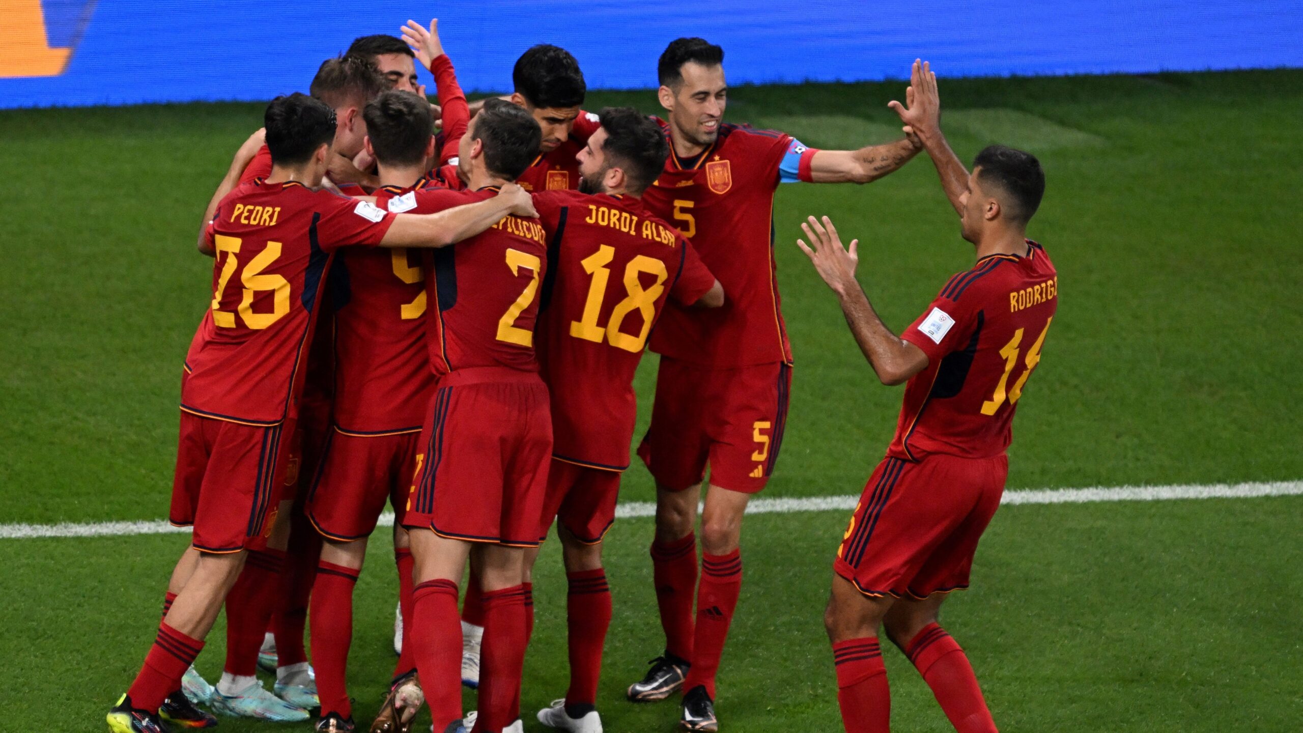 Qatar 2022 Spain Set New World Cup Record With Massive Victory Over   Spain Celebrate Their Win Against Costa Rica In The 2022 World Cup Scaled 