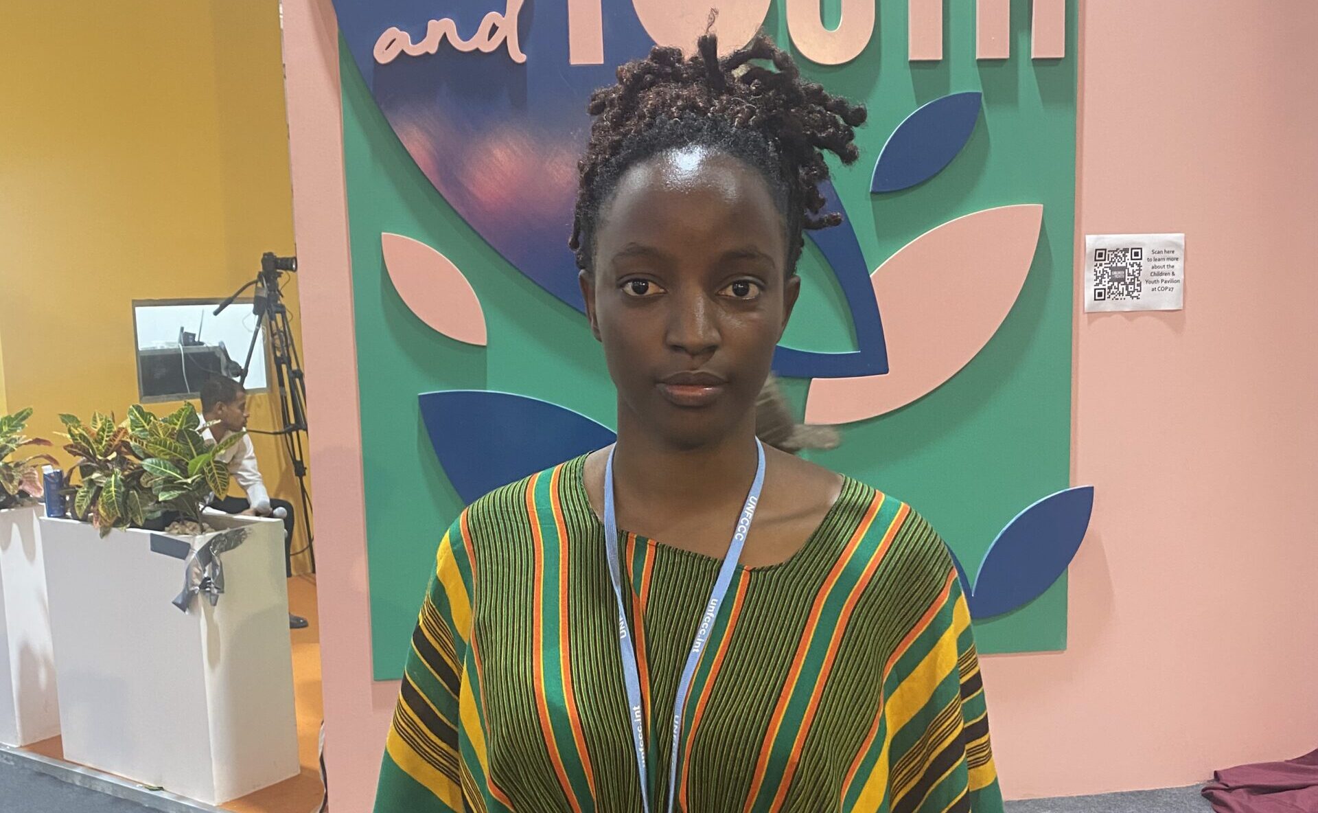 Rose Kobusinge, 26, a Uganda-based climate justice advocate at COP27 Children and Youth pavilion in Egypt