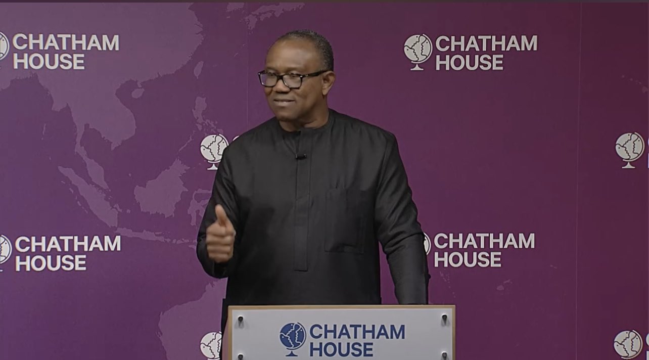 Peter Obi at Chatham House, speaks on IPOB, insecurity, others