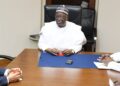 From left. Chief Executive Officer EM-ONE Energy Solutions, Mir Islam; Chief of Staff to the President, Prof. Ibrahim Gambari and Permanent Secretary, State House, Tijjani Umar during the courtesy call on the Chief of Staff by EM-ONE Energy Solutions at the Presidential Villa (27/1/23).