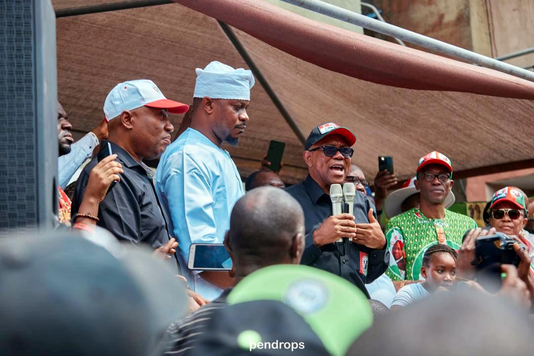 Peter Obi speaks at a campaign rally in Lagos