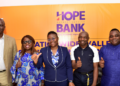 L-R: Group Head, Corporate Services, Hope PSBank, Cletus Igah; Group Head, Inclusion & Distribution - South, Hope PSBank, Ms. Helen Nwelle; Managing Director / Chief Executive Officer, Hope PSBank, Mrs. Ogechi Altraide;Group Head, Operations, Hope PSBank, Mr. Sunday Abah and Group Head, Corporate Services, Unified Payment, Mr. Felix Edionwe, at the Press Conference for the Nationwide Wallet Account Opening Campaign held in Victoria Island, Lagos on Friday, February 2, 2023.