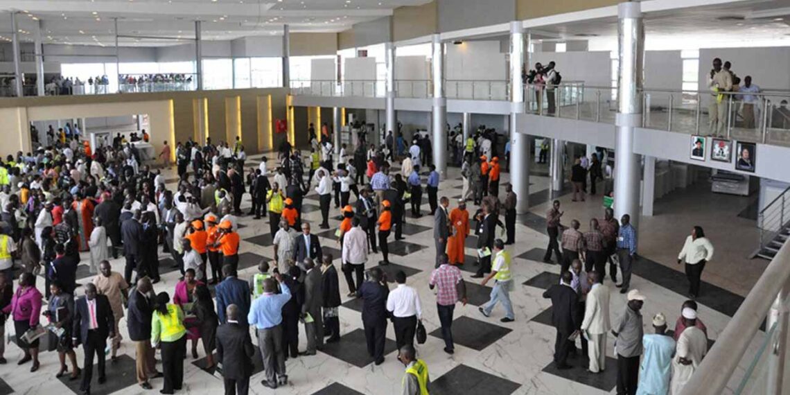 A large crowd at Murtala International Airport