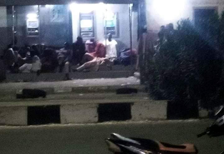 People spending the night at an ATM point in Gusau