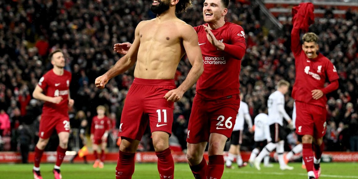 Salah celebrate against Manchester United [PHOTO CREDIT: Liverpool FC on twitter]