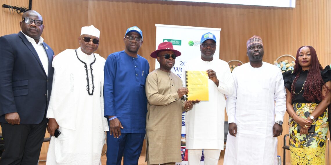 L-R: Oladokun Oye, Vice President, Retail and Postpaid, Airtel Nigeria; Abdulrahman Ado, Executive Director, 9Mobile; Adeleke Adewolu, Executive Commissioner, Stakeholder Management, Nigerian Communications Commission (NCC); Dr. Chris Nwanoro, President, National Disability Empowerment Forum; Prof. Adeolu Akande, Chairman, Board of Commissioners, NCC; Abdulazeez Salman, Commissioner, NCC; Ugonwa Nwoye, Chief Customer Relations Officer, MTN Plc, at the commemoration of the World Consumer Rights Day 2023 by the Commission in Abuja on Wednesday 15 March