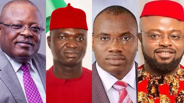 A collage of outgoing Governor Dave Umahi, Francis Nwifiru, Bernard Odoh and Ifeanyi Odii.