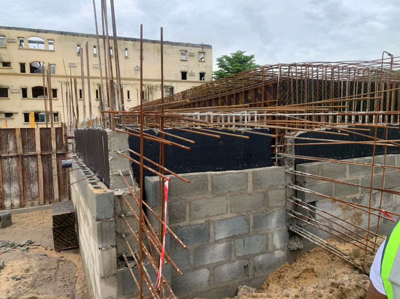 The ongoing construction of the basement of the first phase of the project
