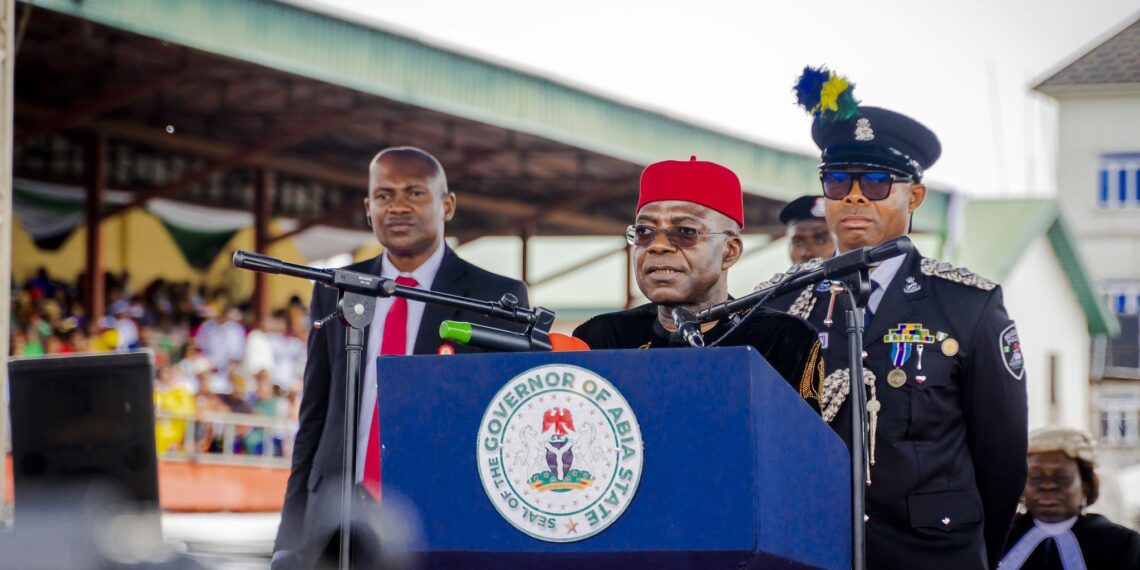 Governor of Abia State, Alex Otti, delivering his inaugural speech. [PHOTO: @alexottiofr]