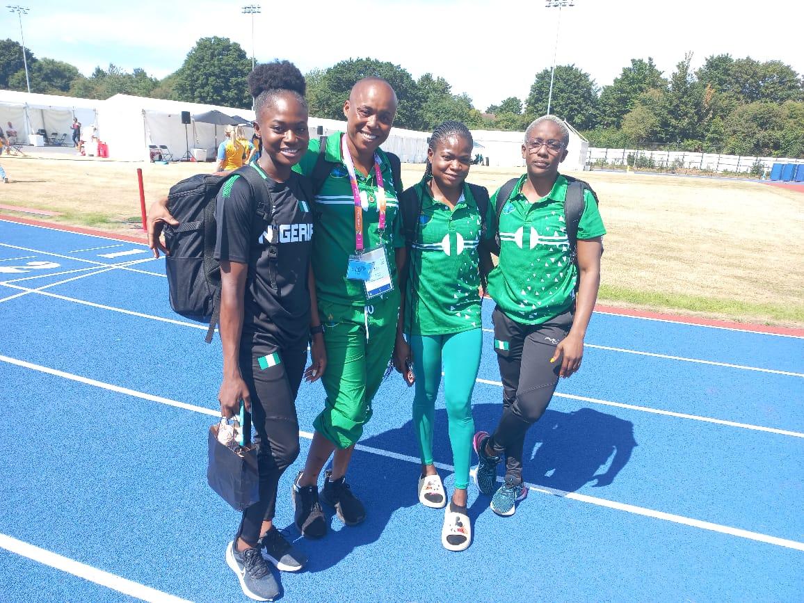 Ojokolo-Akpeki (2nd left) and some female athletes at last year’s Commonwealth Games in Birmingham. Edet emphasises the importance of having female coaches in a team. Photo Credit: Endurance Ojokolo-Akpeki