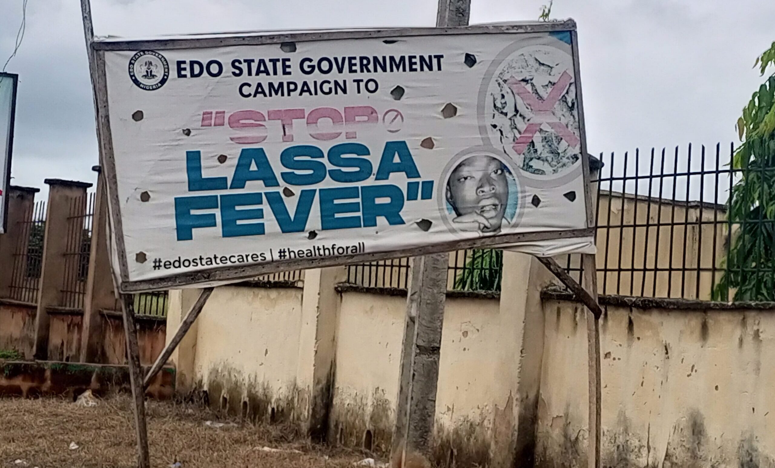 Bill board for Lassa Fever campaign at the PHC, Jattu-Uzairue, Etsako West LGA, Edo State