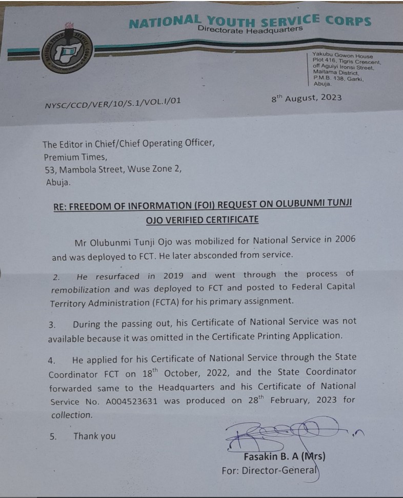 NYSC's response to Premium Times' Freedom of Information (FOI) request leaves some questions unanswered.