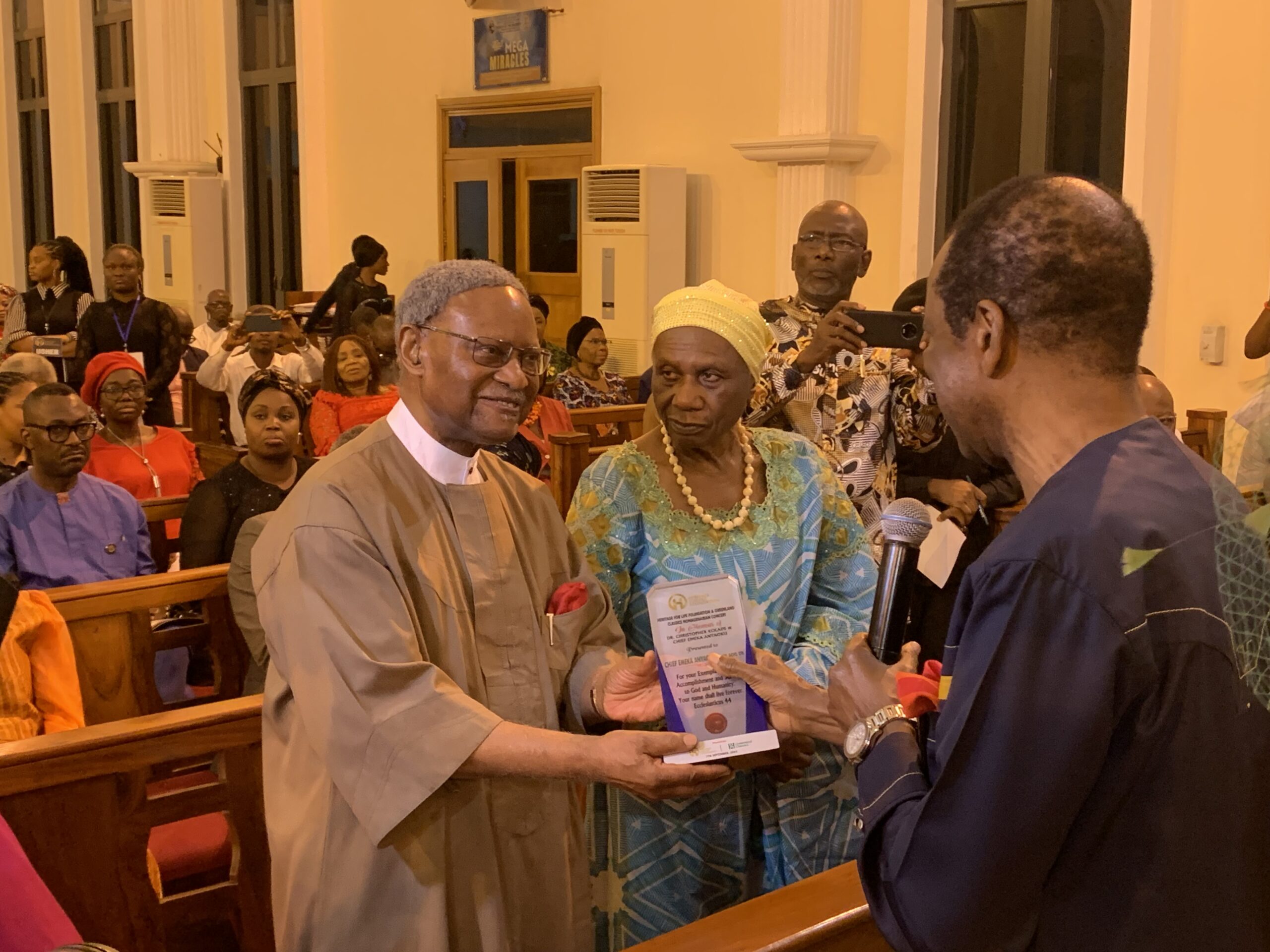 Mr Anyaoku receives an award at the event on Thursday 