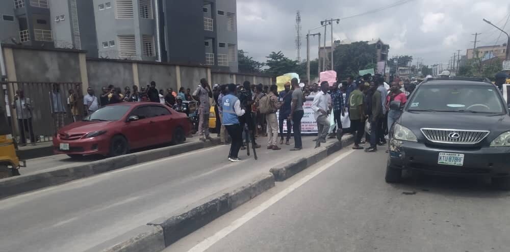 UNILAG students during the demonstration