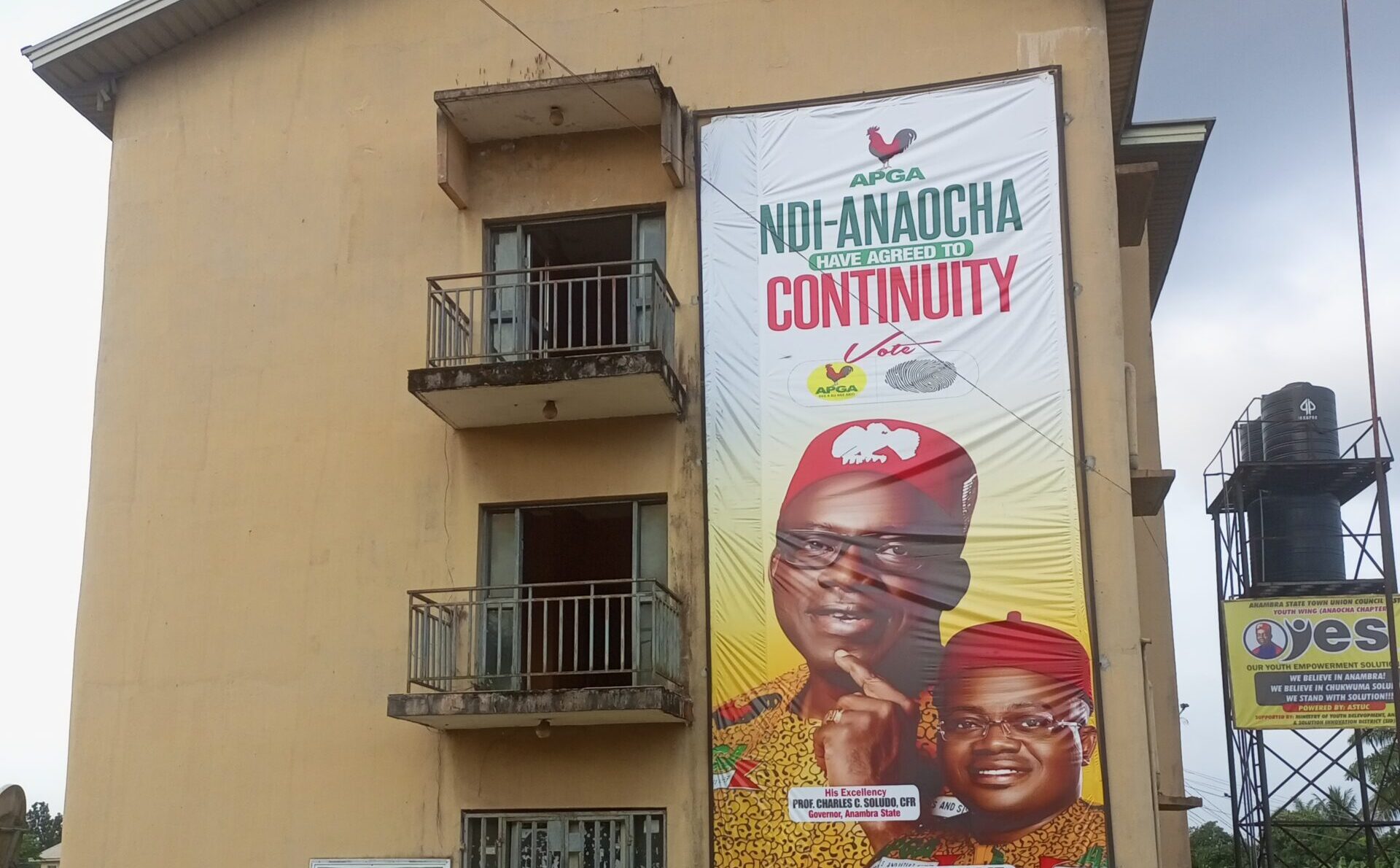 Soludo’s campaign banner spotted near INEC office on eve of Anambra election