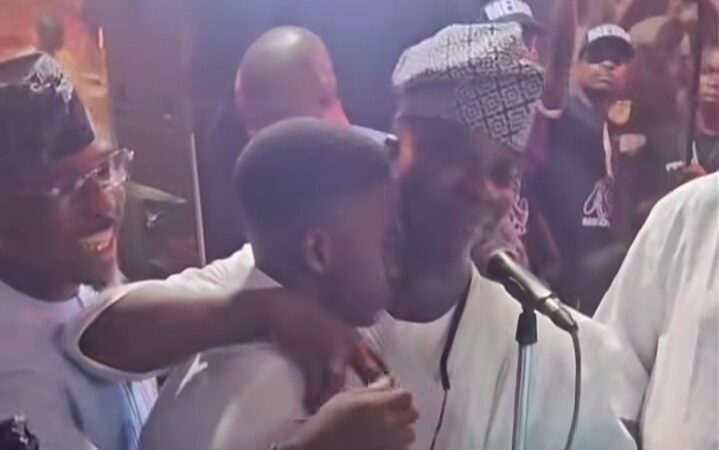 Kwam 1 reunites with babymama, actress Bisola Badmus, son