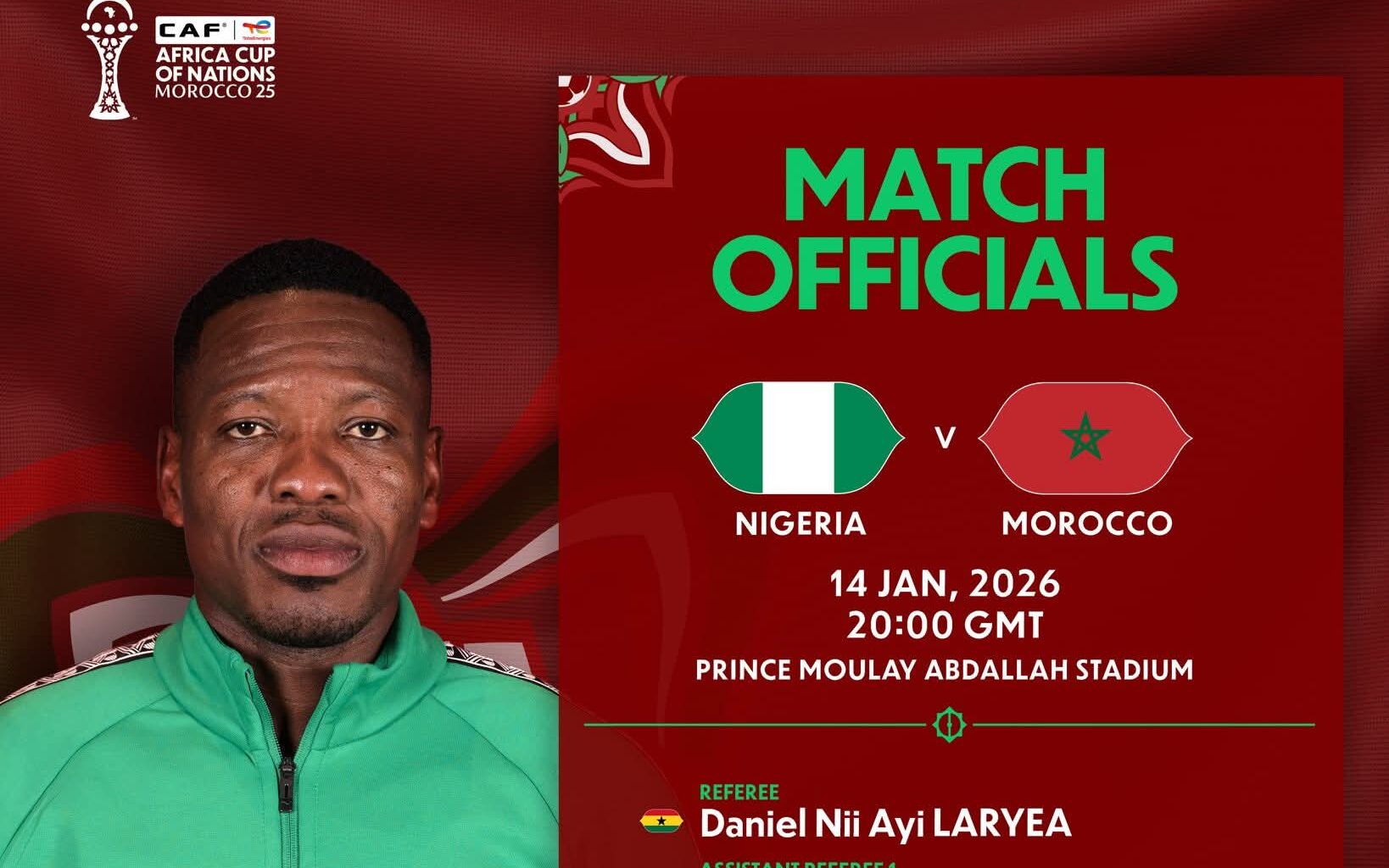 Nigeria vs Morocco: CAF picks Ghanaian referee for crucial AFCON semi-final clash