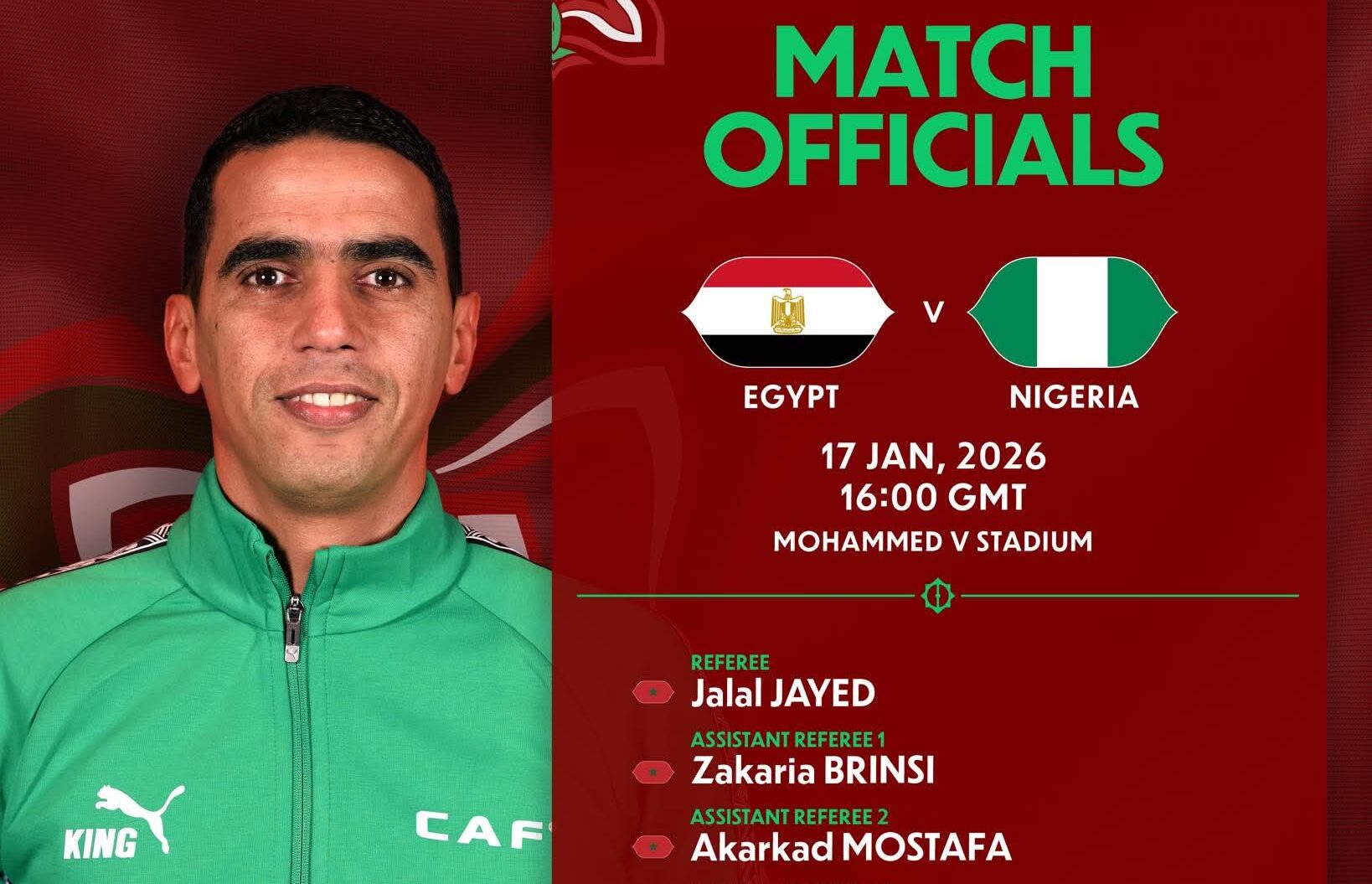 AFCON 2025: CAF names Moroccan referee for Egypt, Nigeria third-place clash