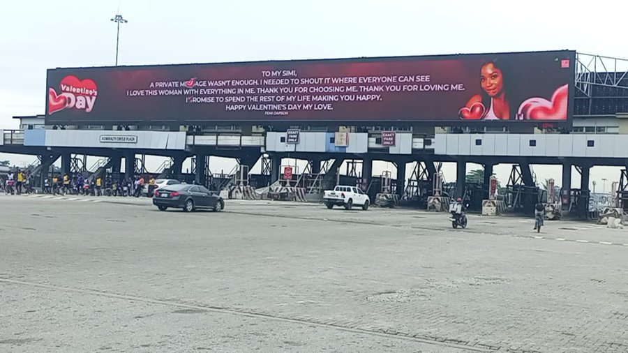 Valentine: Nigerian music video producer displays love messages for fiancée on Lagos billboards