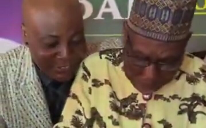 TRENDING: Charly Boy surprises Obasanjo with large gift box at 89th birthday celebration