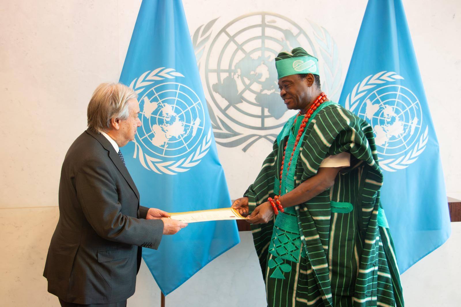 Nigeria’s envoy, Jimoh Ibrahim, presents credentials to UN Chief