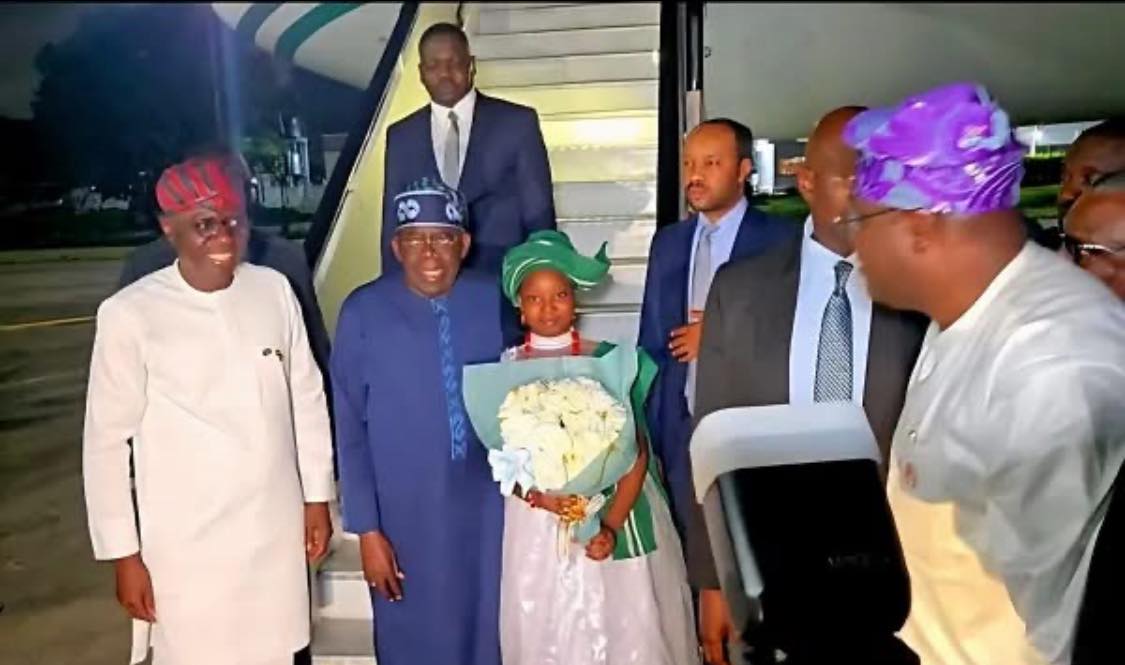 Tinubu arrives Lagos after three-nation visit