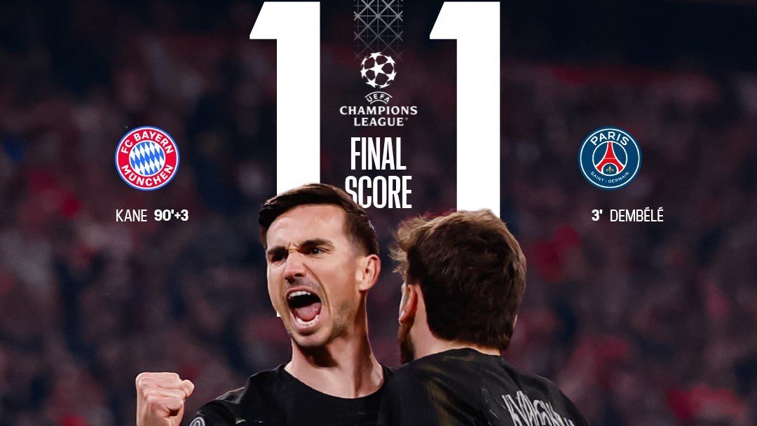 Late Kane strike not enough as PSG set up Champions League final with Arsenal