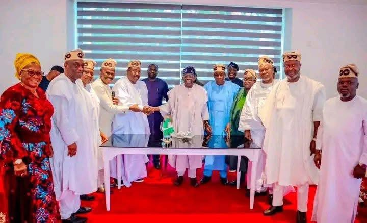 2027: Oyo APC governorship candidate, leaders visit Tinubu