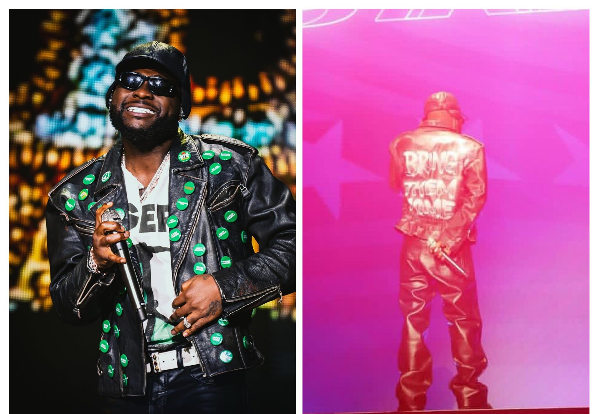 Oyo Abduction: Davido dons ‘Bring Them Home’ jacket at World Cup concert