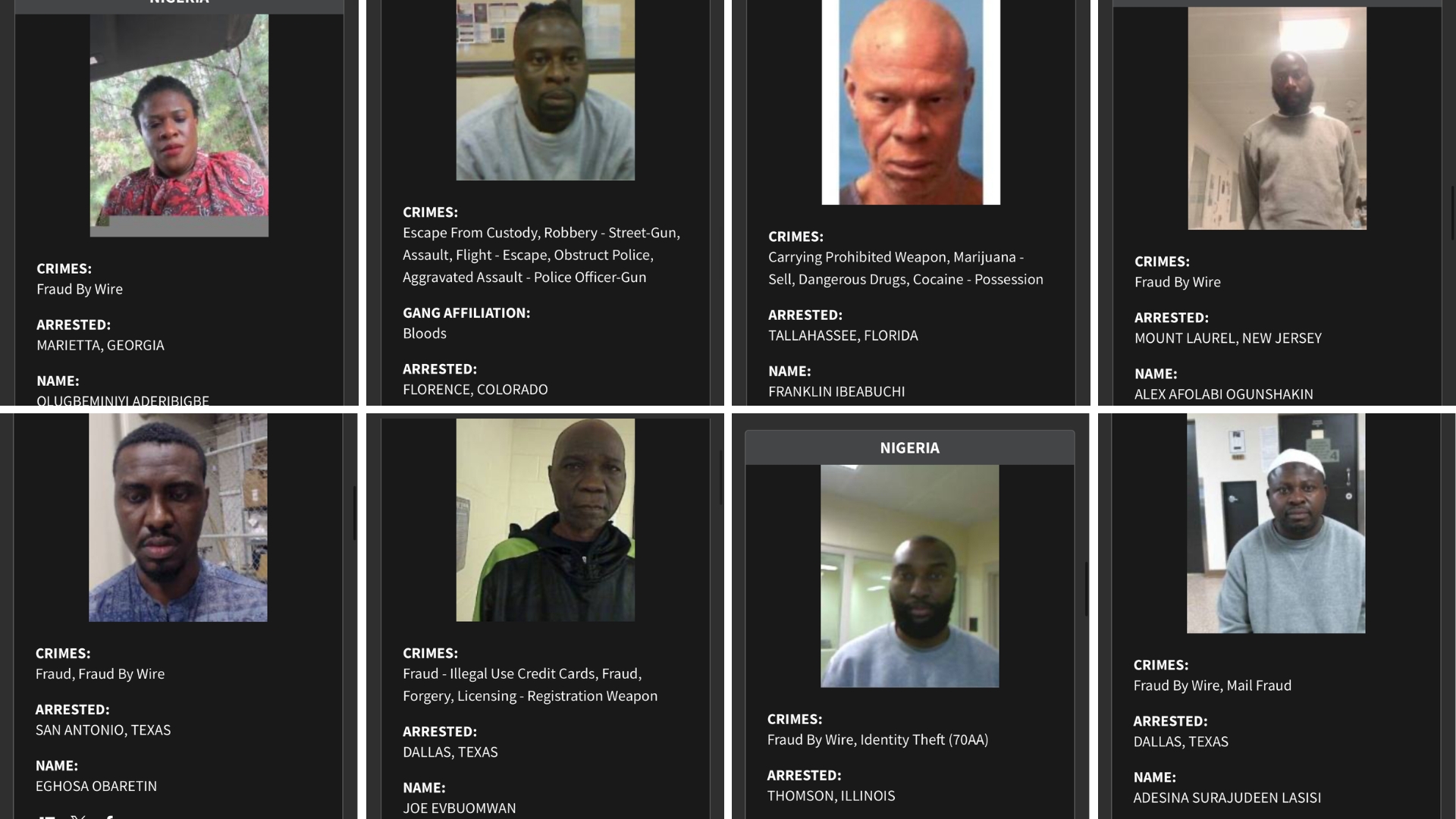 US publishes names of 24 Nigerians to be deported