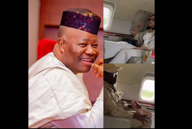“We thought it was AI” — Akpabio taunts Oshiomhole over viral private jet massage video