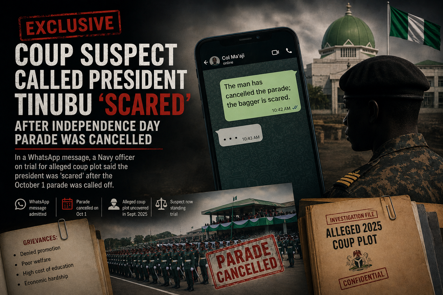 EXCLUSIVE: Coup suspect called President Tinubu ‘scared’ after Independence Day parade was cancelled