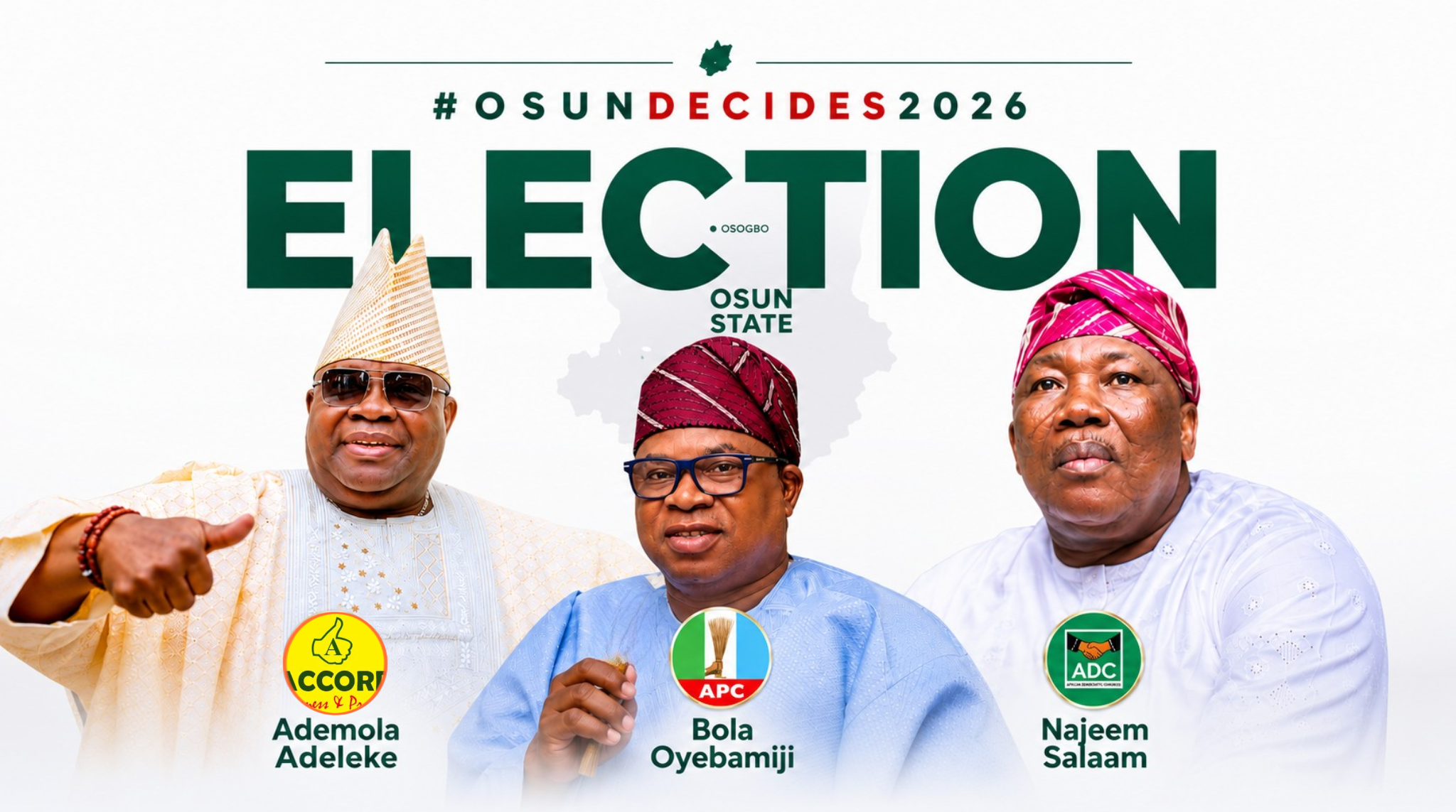 #OsunDecides2026: Adeleke, Oyebamiji, Salaam, 12 others battle for governorship (LIVE UPDATES)