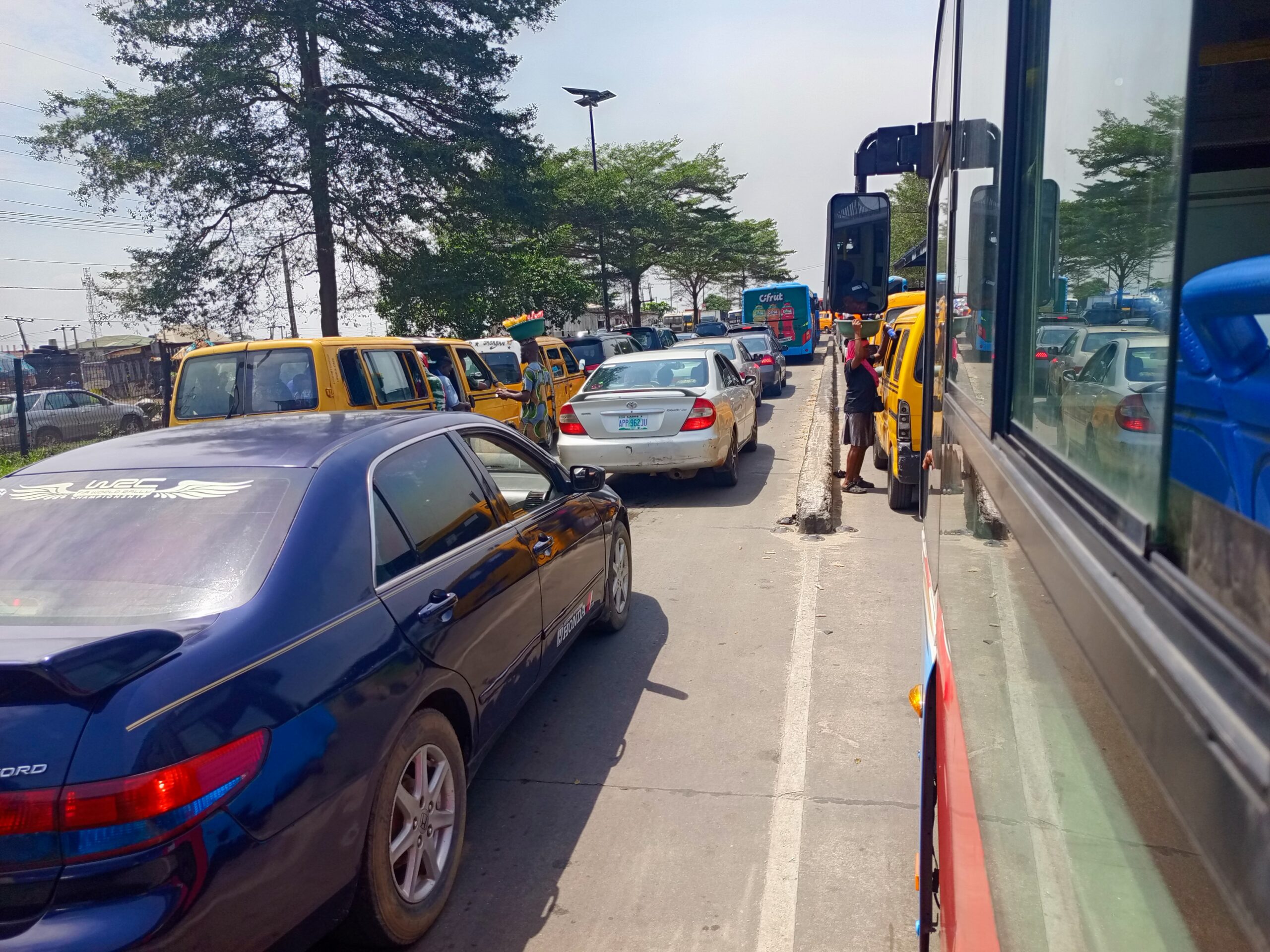 Lagos BRT passengers endure hours in traffic as motorists take over dedicated lane