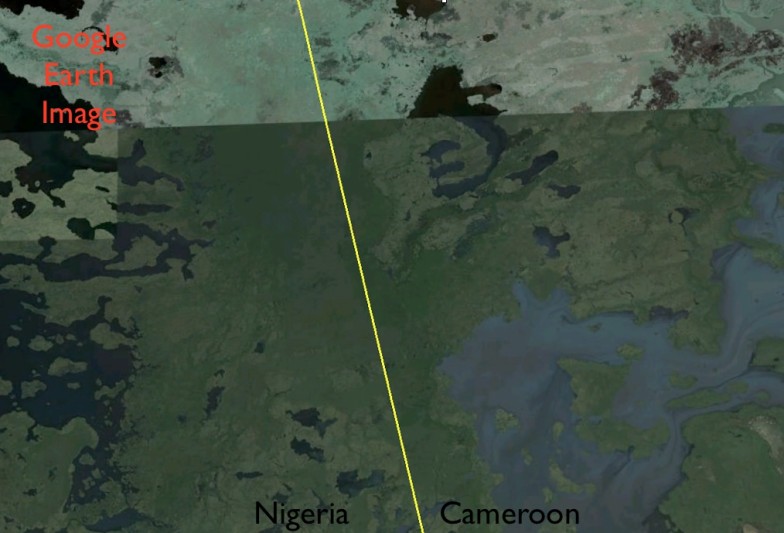 Nigerian/Cameroun boundary on a map