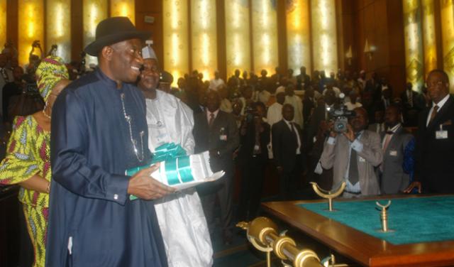 President Goodluck Jonathan presenting the budget