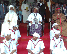 The deposed Obong flanked by the Sultan of Sokoto and Eze Elemaya Photo: Courtesy Google